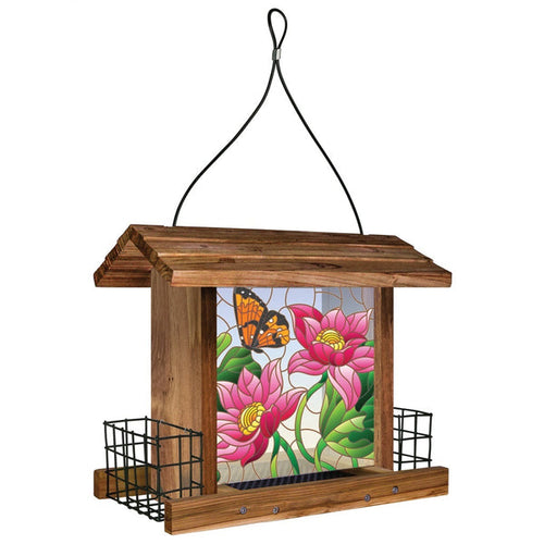Nature's Way Stained Glass Hopper Feeder (11”H x 8 1/2”W x 6”D)