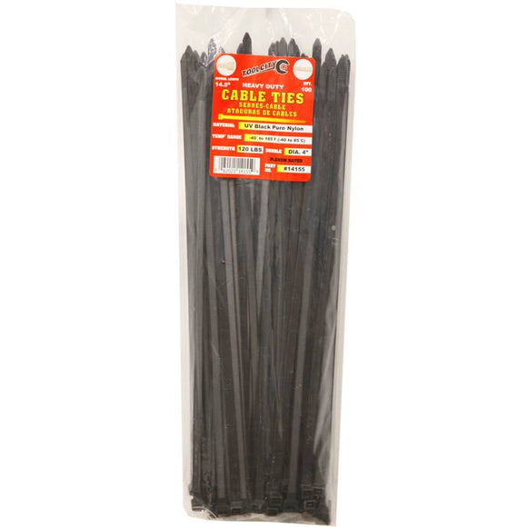 Tool City 14.5 in. L Black Cable Tie 120LB HD 100 Pack (14.5