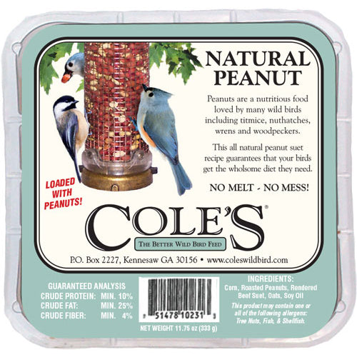 Cole's Wild Bird Products Natural Peanut Suet Cake