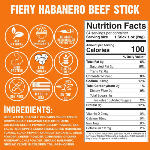 Righteous Felon Fiery Habanero Beef Stick