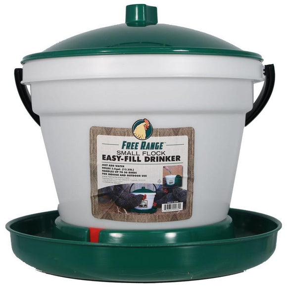 FREE RANGE EZ FILL PLASTIC POULTRY WATERER (3.5 GALLON, GREEN/WHITE)